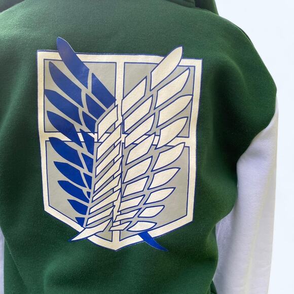 Green and white Attack on Titan Varsity Jacket  Size Medium Unisex - Picture 6 of 10
